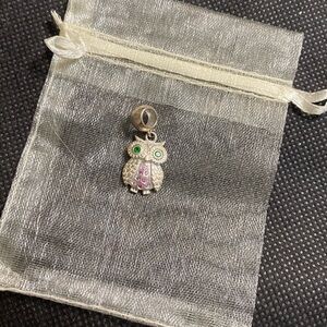 Kohls Individuality Beads Sterling Silver Crystal Owl Charm 925 with bag